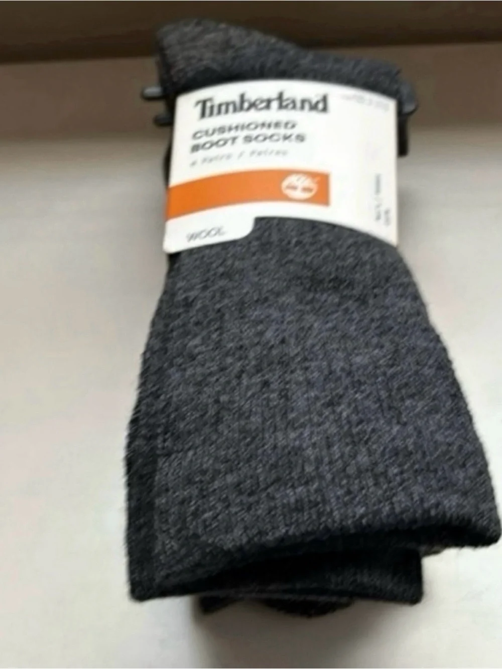 New Timberland Socks Men’s 4 Pair Gray Wool Cushioned Boot Socks Casual Outdoors